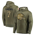 C.Browns #7 Tyson Campbell Player Olive Salute to Service Pullover Hoodies Home Game Mdoa Stitched Jerseys