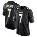 B.Ravens #7 Rashod Bateman Player Black Home Game Mdoa Stitched Jerseys