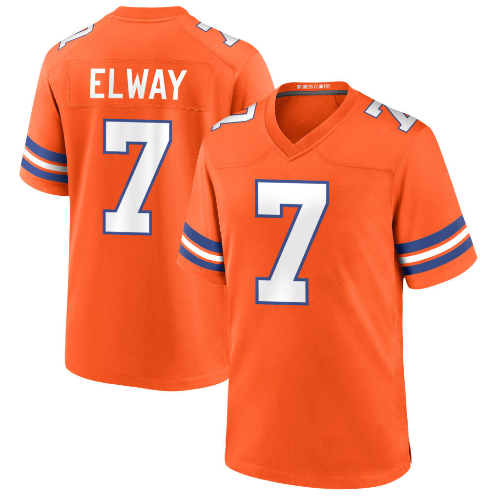 D.Broncos #7 John Elway Player Orange Throwback Game Mdoa Stitched Jerseys