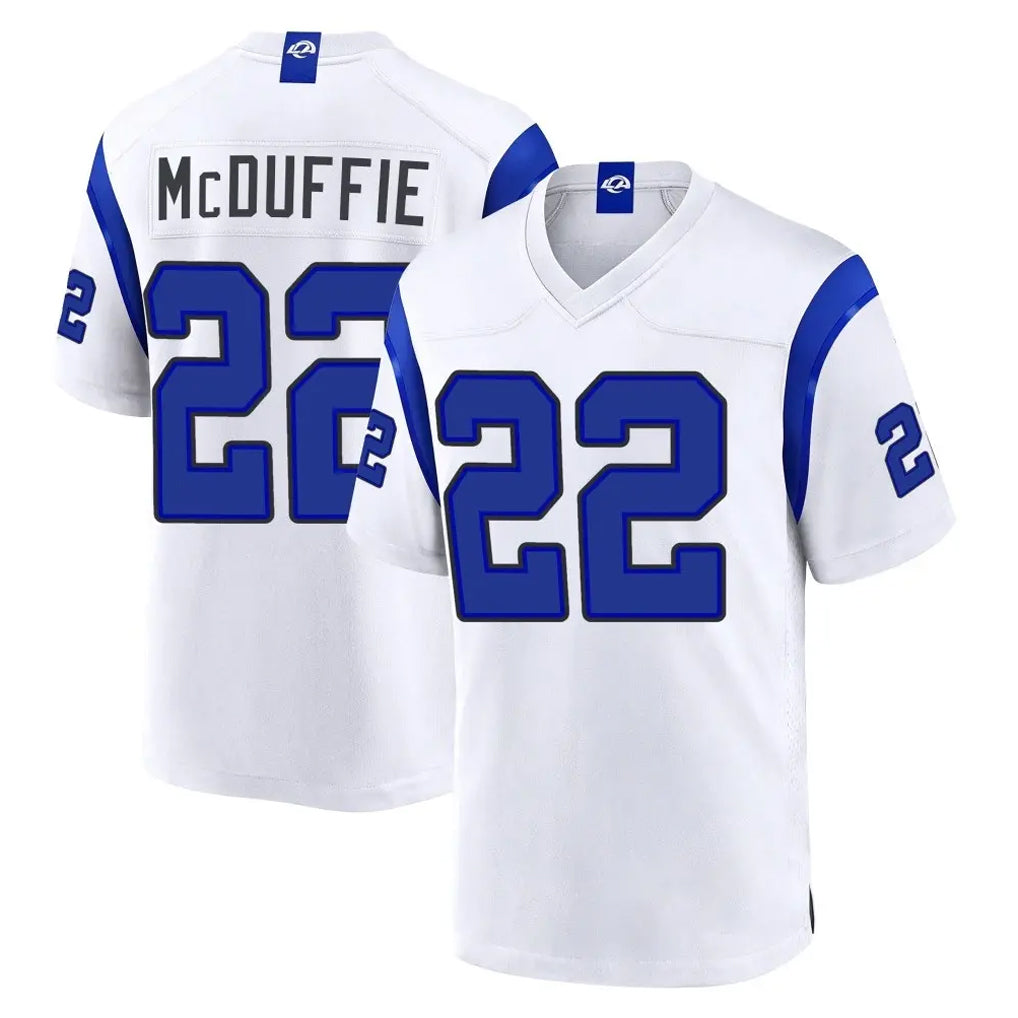 LA.Rams #22 Trent McDuffie Player White Fearsome Home Game Mdoa Stitched Jerseys