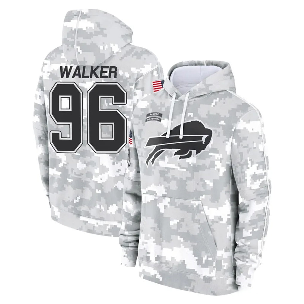 B.Bills #96 Deone Walker Player Arctic Camo Salute to Service Hoodies Mdoa Stitched Jerseys