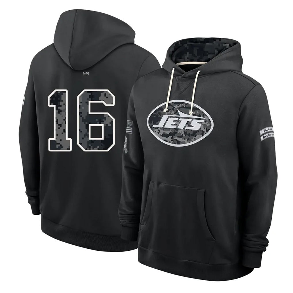 NY.Jets #16 Kenyon Sadiq Player 2026 Black Logo Pullover Hoodies Limited Game Mdoa Stitched Jerseys
