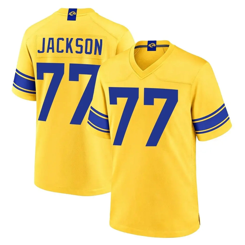 LA.Rams #77 Alaric Jackson Player Gold Classic Sol Home Game Mdoa Stitched Jerseys
