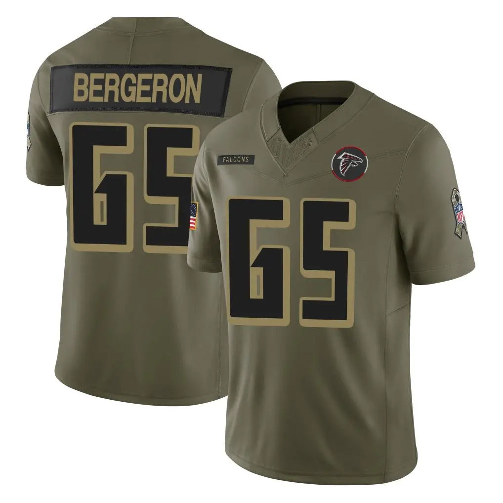 A.Falcons #65 Matthew Bergeron Player Olive Salute To Service Limited Home Game Mdoa Stitched Jerseys