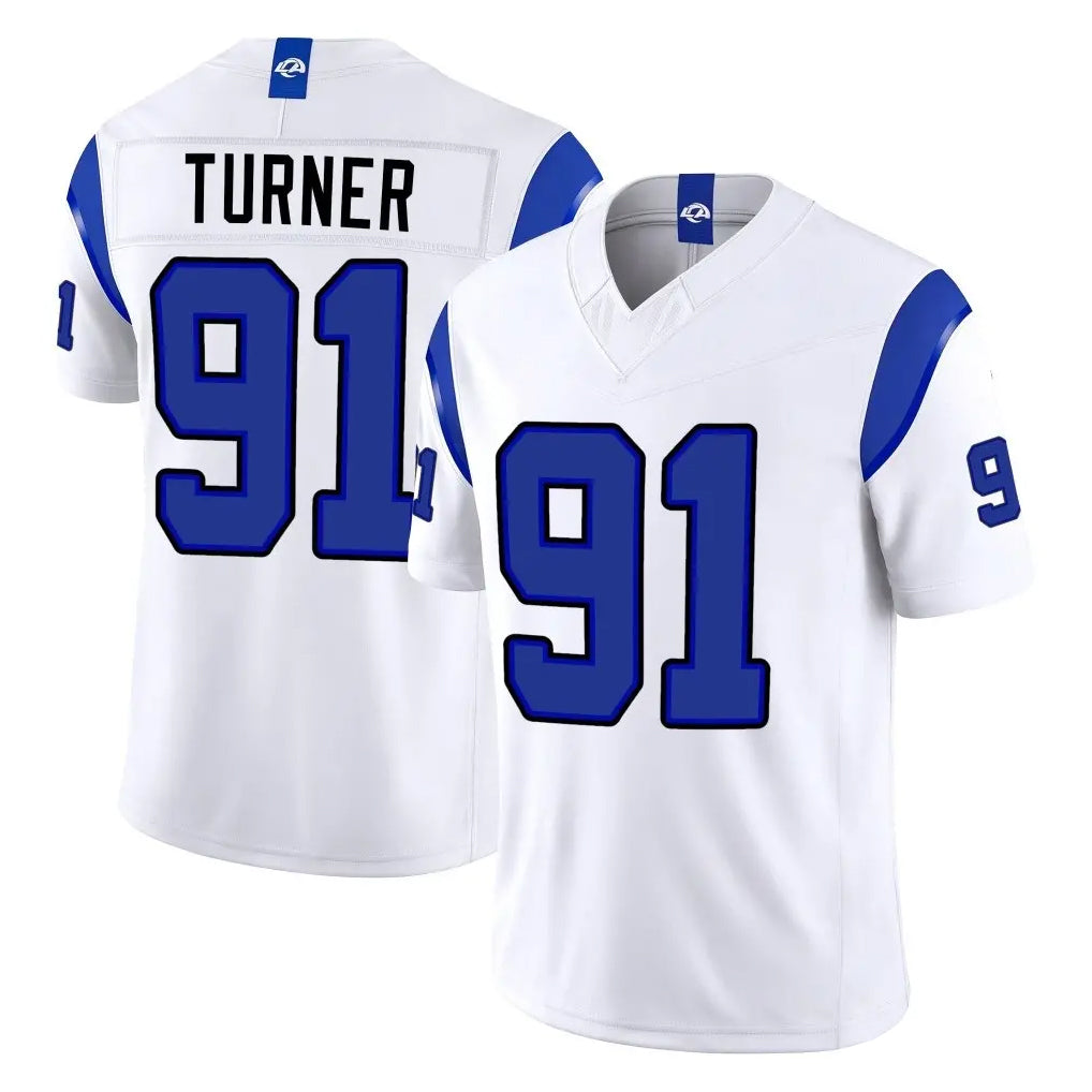 LA.Rams #91 Kobie Turner Player White Limited Fearsome Vapor F.U.S.E. Home Game Mdoa Stitched Jerseys