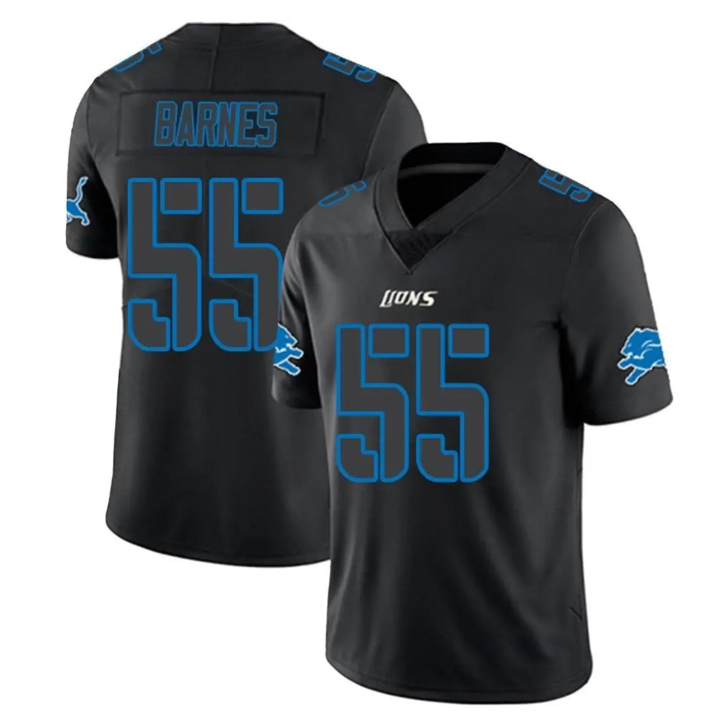D.Lions #55 Derrick Barnes Player Black Impact Limited Home Game Mdoa Stitched Jerseys