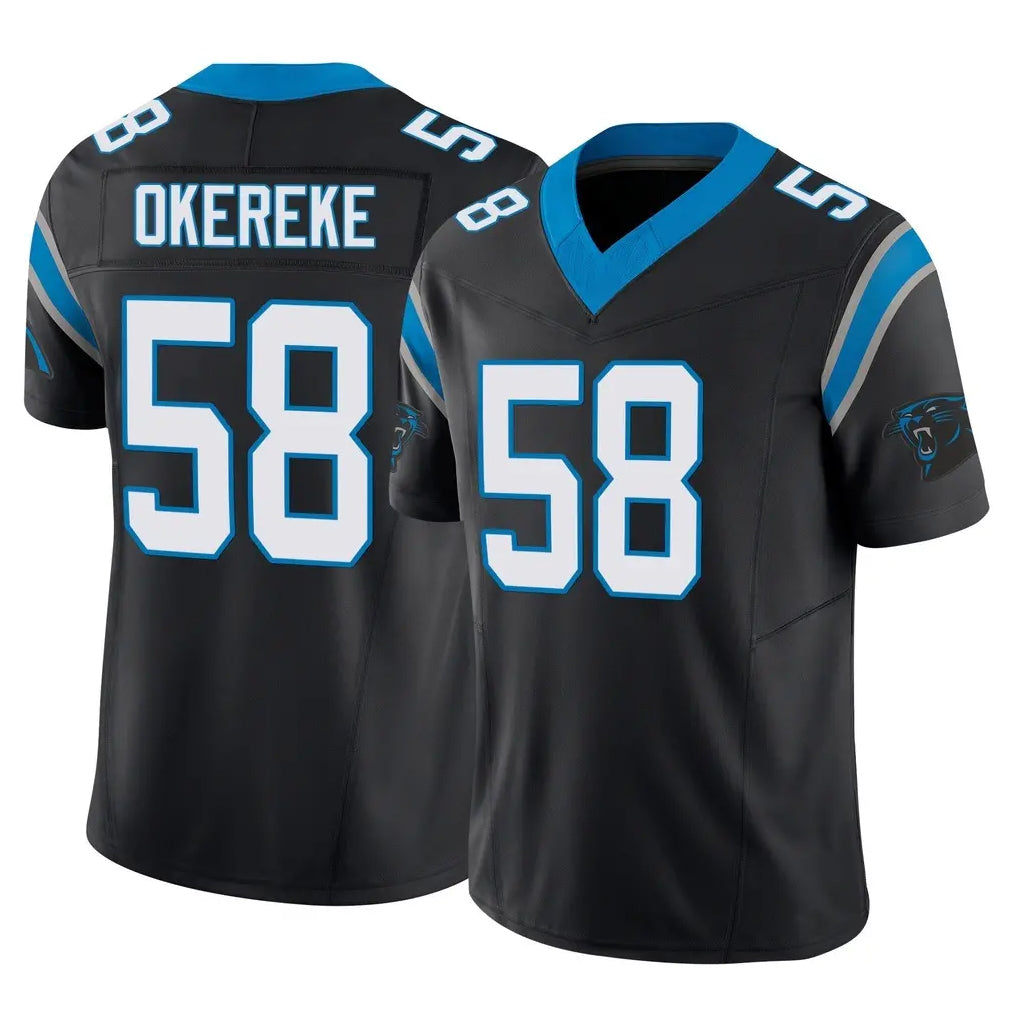 C.Panthers #58 Bobby Okereke Player Black Vapor F.U.S.E. Limited Home Game Mdoa Stitched Jerseys