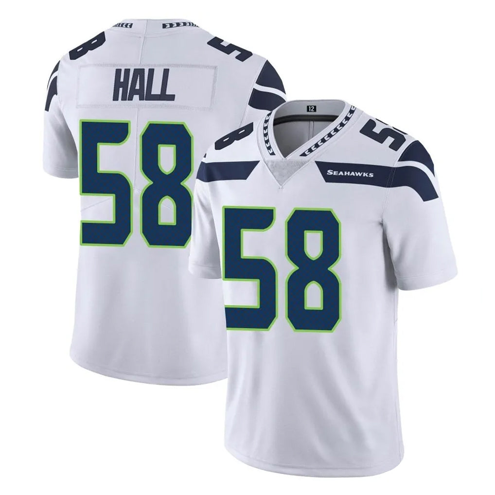 S.Seahawks #58 Derick Hall Player White Limited Vapor Untouchable Home Game Mdoa Stitched Jerseys