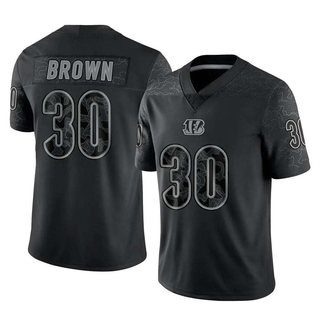 C.Bengals #30 Chase Brown Player Black Reflective Limited Game Mdoa Stitched Jerseys
