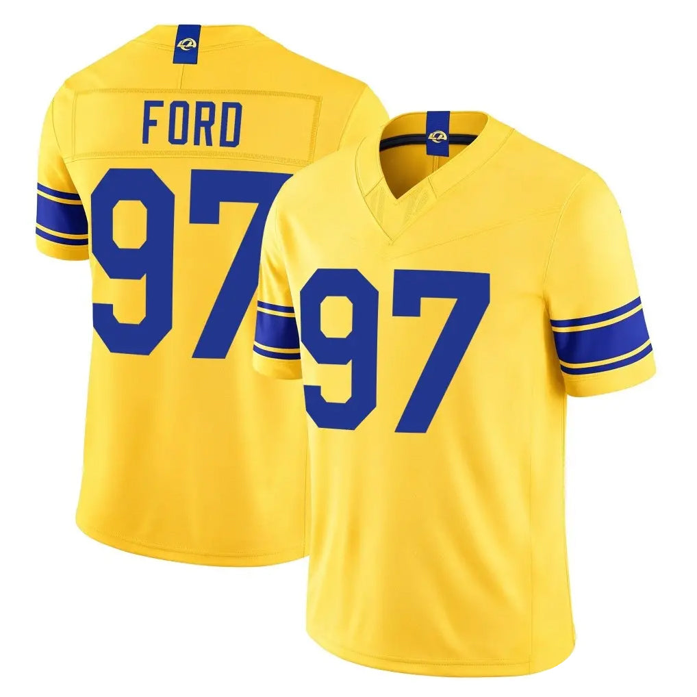 LA.Rams #97 Poona Ford Player Gold Limited Classic Sol Vapor F.U.S.E.Home Game Mdoa Stitched Jerseys