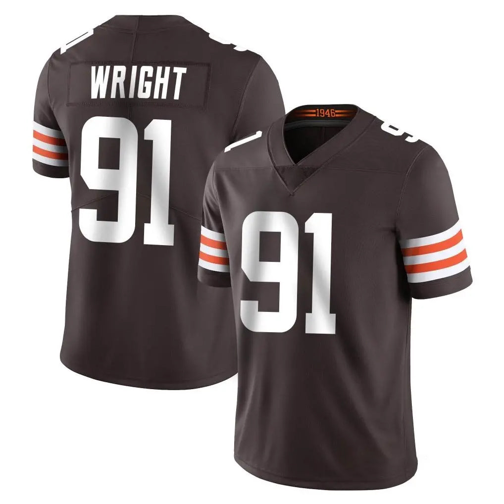 C.Browns #91 Alex Wright Player Brown Color Vapor Untouchable Limited Home Game Mdoa Stitched Jerseys