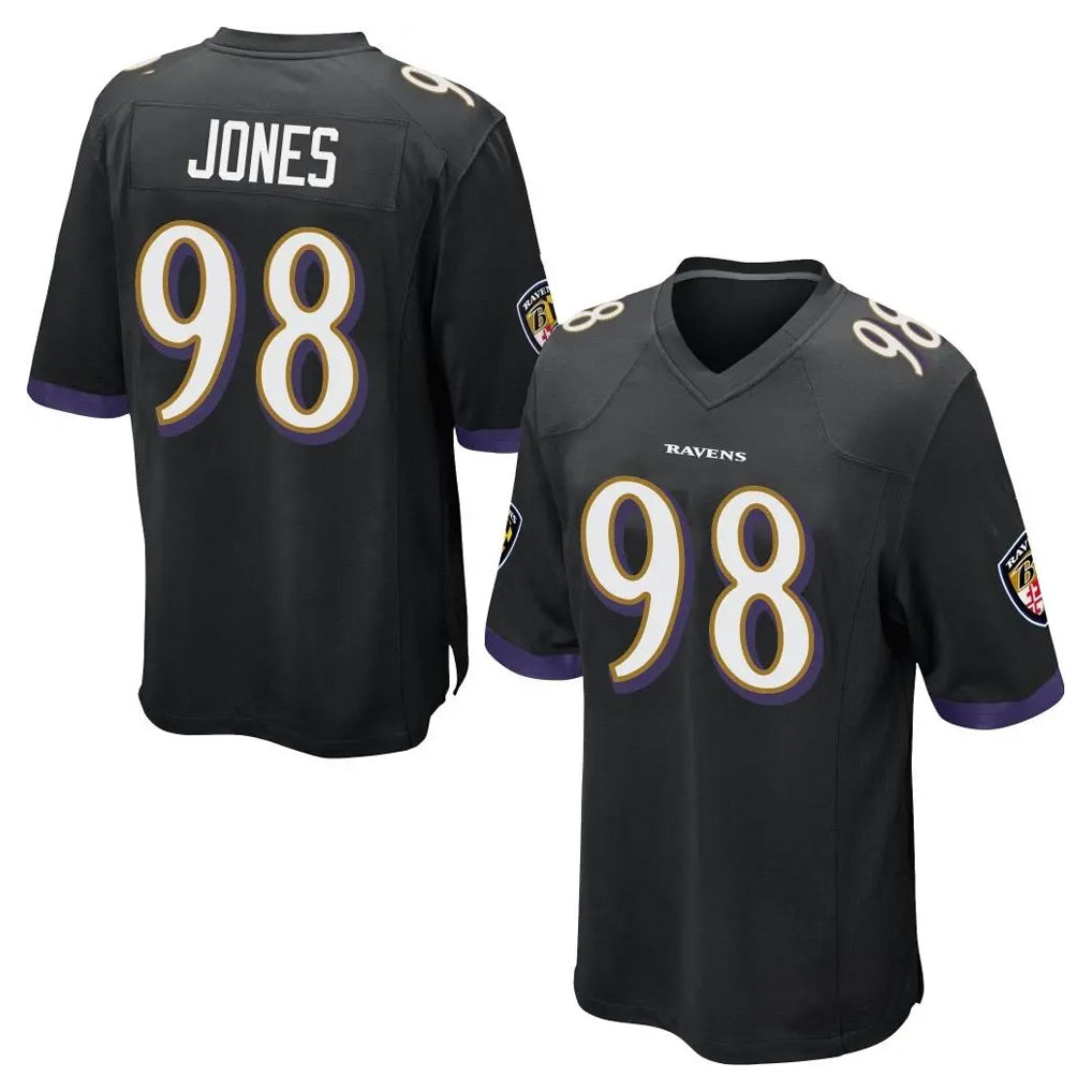 B.Ravens #98 Travis Jones Player Black Home Game Mdoa Stitched Jerseys