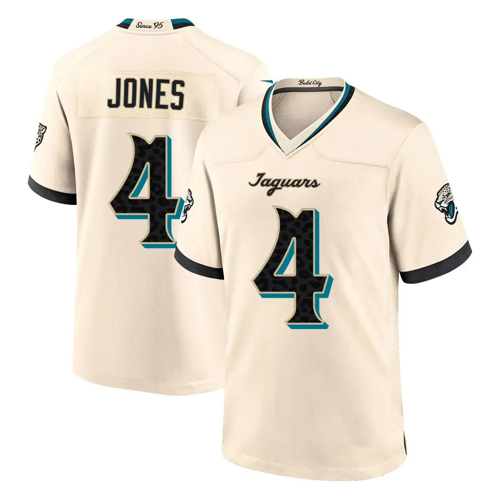 J.Jaguars #4 Jarrian Jones Player Natural 2026 Rivalries Collection Game Mdoa Stitched Jerseys