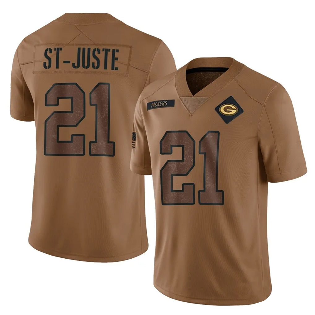 GB.Packers #21 Benjamin St-Juste Player Brown Salute To Service Limited Mdoa Stitched Jerseys