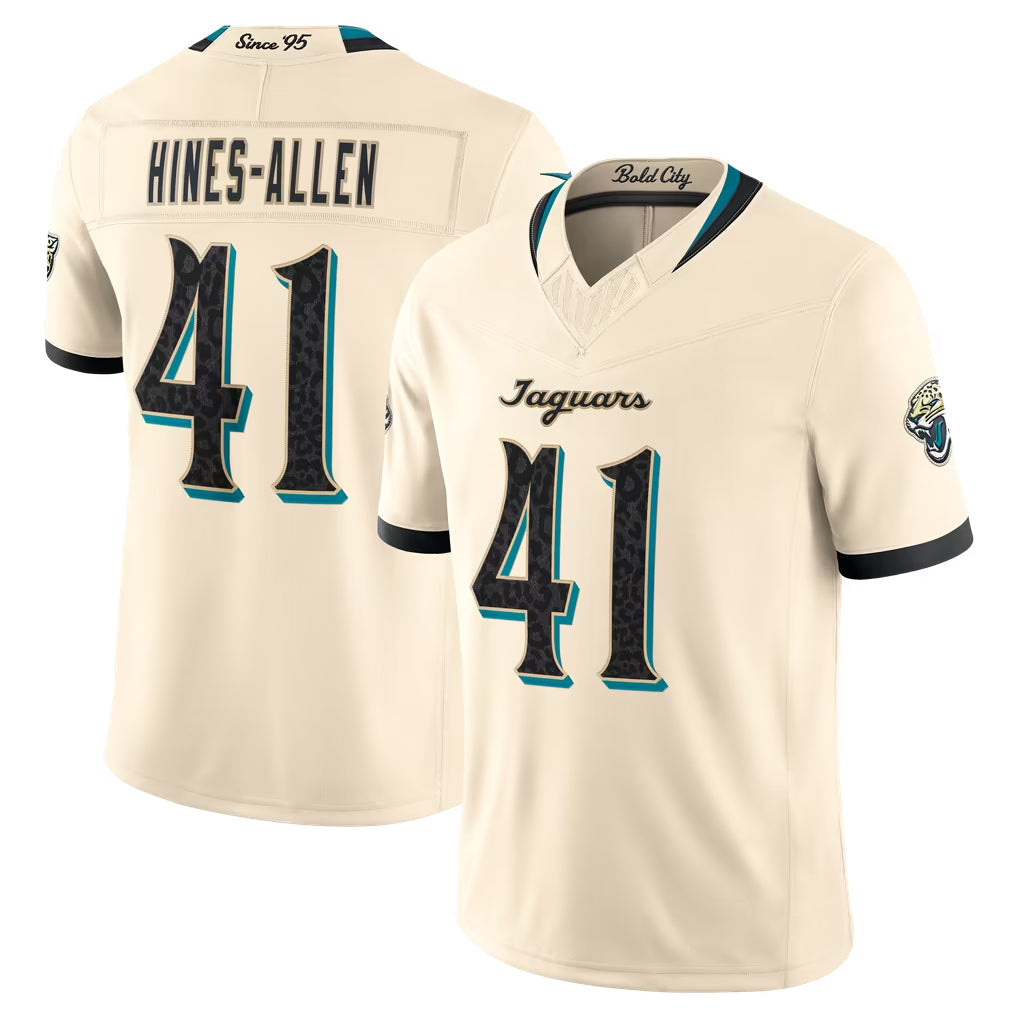 J.Jaguars #41 Josh Hines-Allen Player Natural Limited 2026 Rivalries Collection Game Mdoa Stitched Jerseys