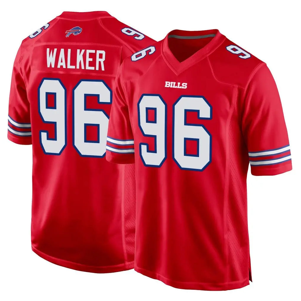 B.Bills #96 Deone Walker Player Red Home Game Mdoa Stitched Jerseys