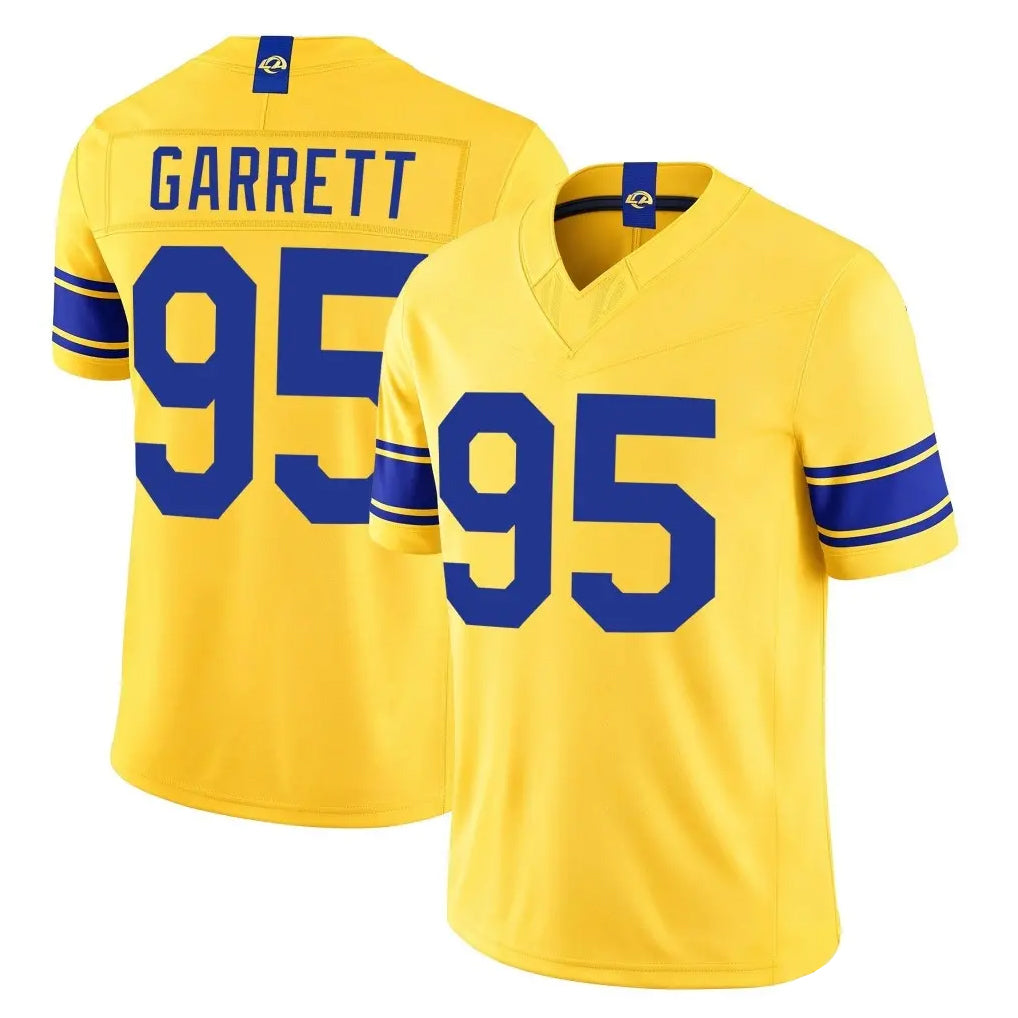 LA.Rams #95 Myles Garrett Player Gold Limited Classic Sol Vapor F.U.S.E.Home Game Mdoa Stitched Jerseys
