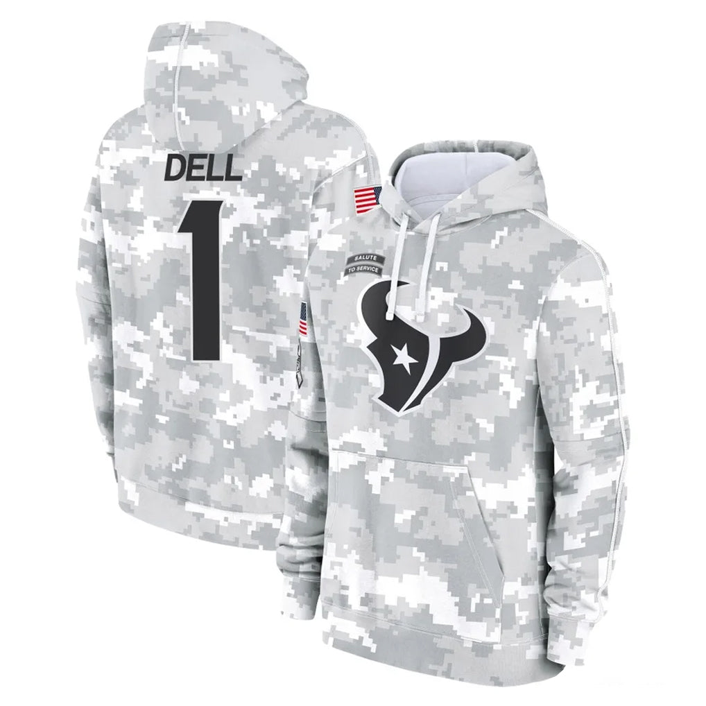 H.Texans #1 Tank Dell Player Arctic Camo Salute to Service Hoodies Limited Game Mdoa Stitched Jerseys