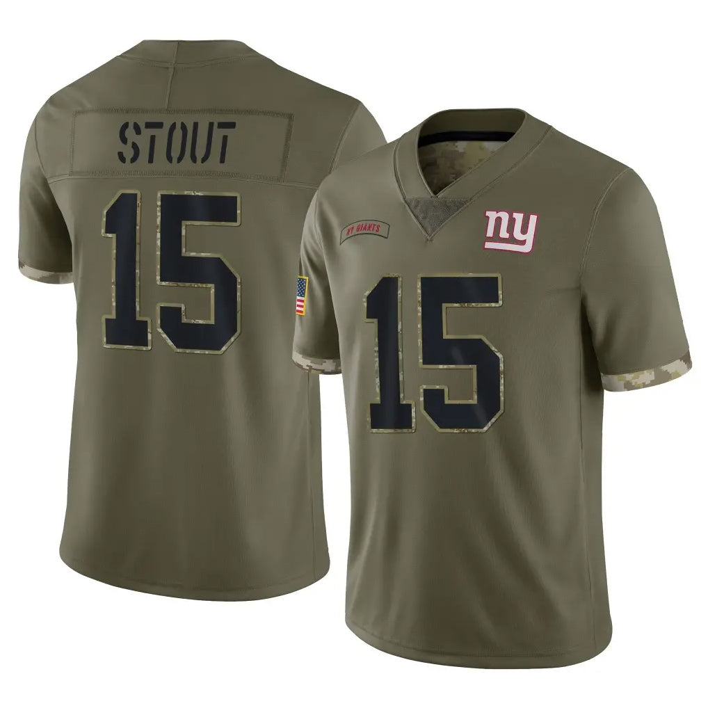 NY.Giants #15 Jordan Stout Player Olive Salute To Service Limited Mdoa Stitched Jerseys