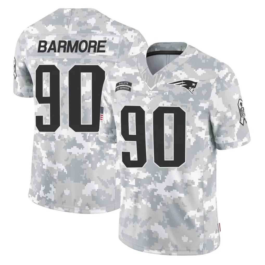 NE.Patriots #90 Christian Barmore Player Arctic Camo Salute To Service Limited Game Mdoa Stitched Jerseys