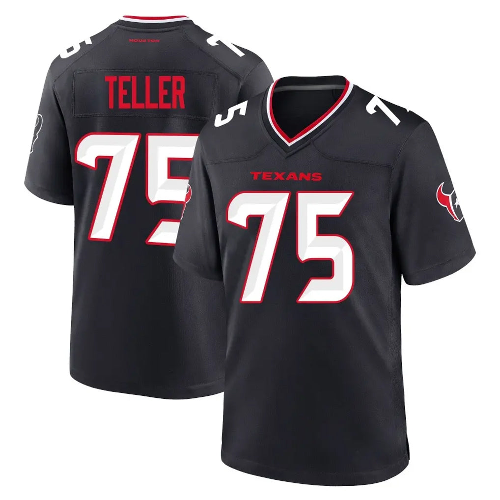 H.Texans #75 Wyatt Teller Player Navy Team Home Game Mdoa Stitched Jerseys
