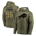 B.Bills #96 Deone Walker Player Olive Salute To Service Hoodies Limited Mdoa Stitched Jerseys