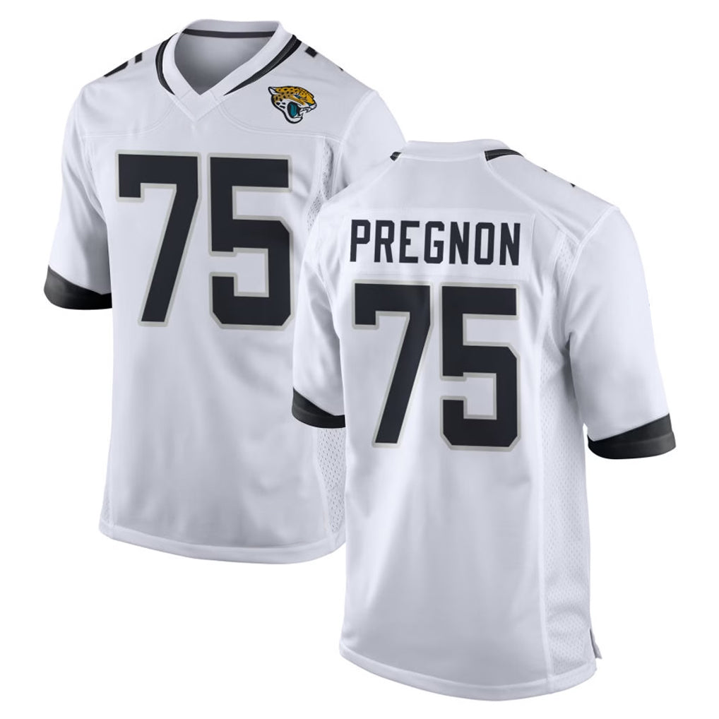 J.Jaguars #75 Emmanuel Pregnon Player White Home Game Mdoa Stitched Jerseys