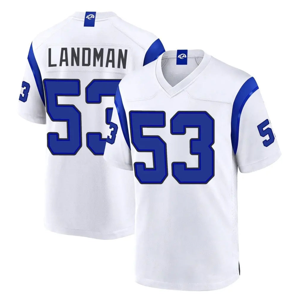 LA.Rams #53 Nate Landman Player White Fearsome Home Game Mdoa Stitched Jerseys