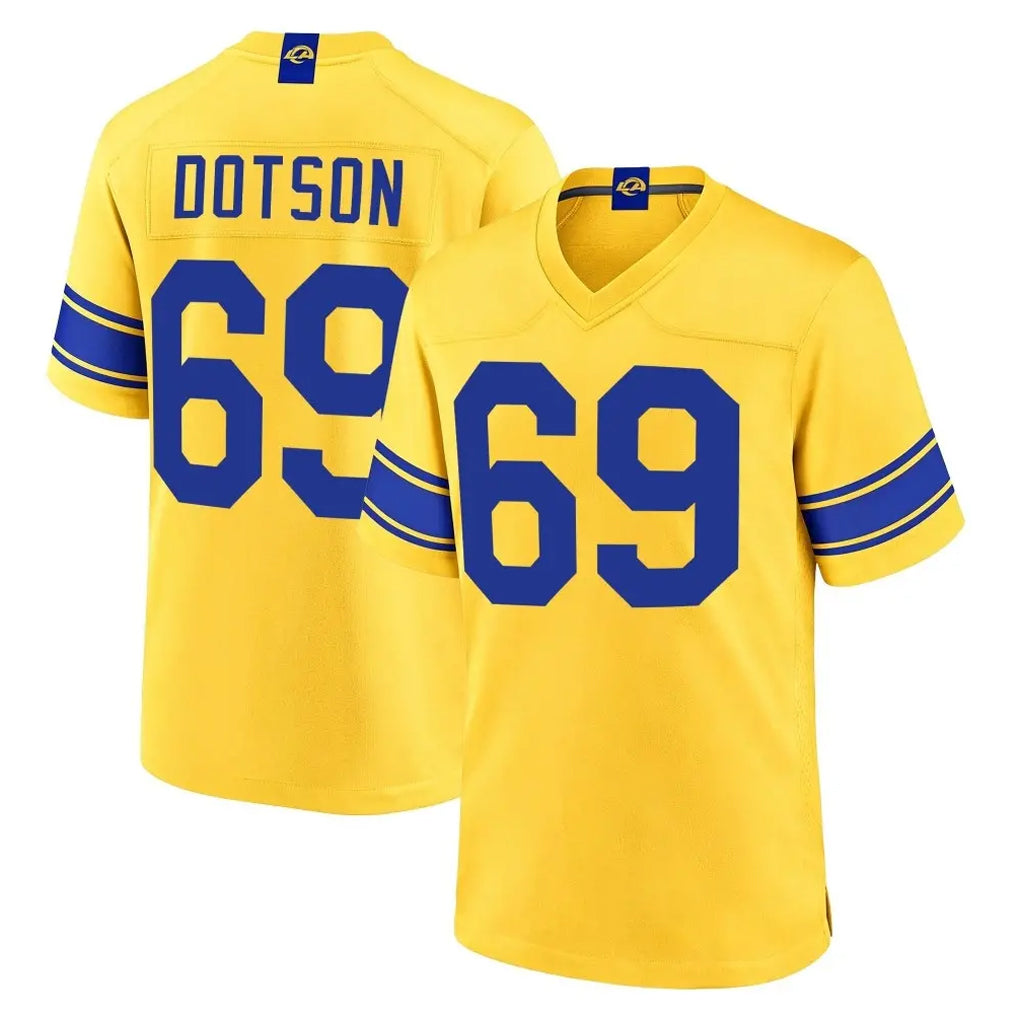LA.Rams #69 Kevin Dotson Player Gold Classic Sol Home Game Mdoa Stitched Jerseys