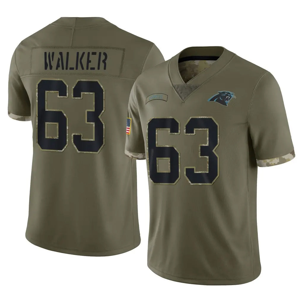 C.Panthers #63 Rasheed Walker Player Olive Salute to Service Game Mdoa Stitched Jerseys