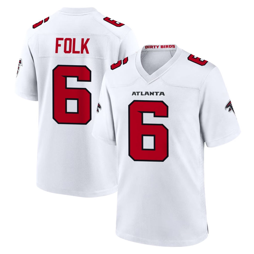 A.Falcons #6 Nick Folk Player White Team Color Home Game Mdoa Stitched Jerseys