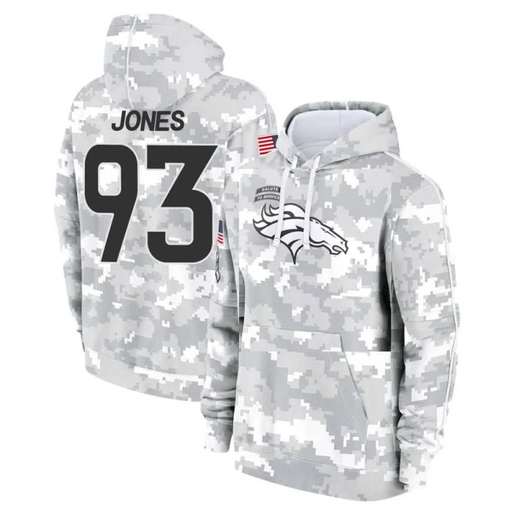 D.Broncos #93 D.J. Jones Player Arctic Camo Salute to Service Hoodies Limited Game Mdoa Stitched Jerseys