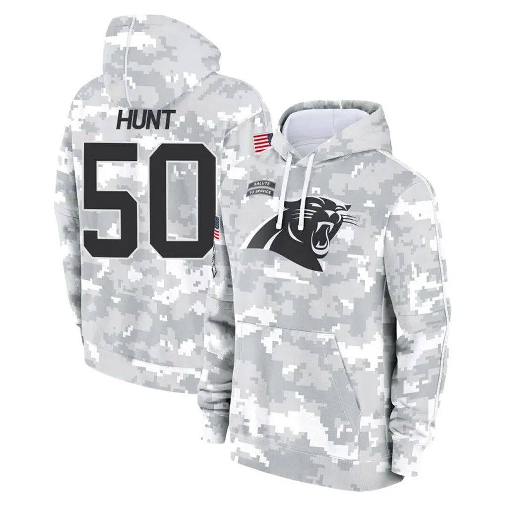 C.Panthers #50 Robert Hunt Player Arctic Camo Salute to Service Pullover Hoodies Limited Game Mdoa Stitched Jerseys