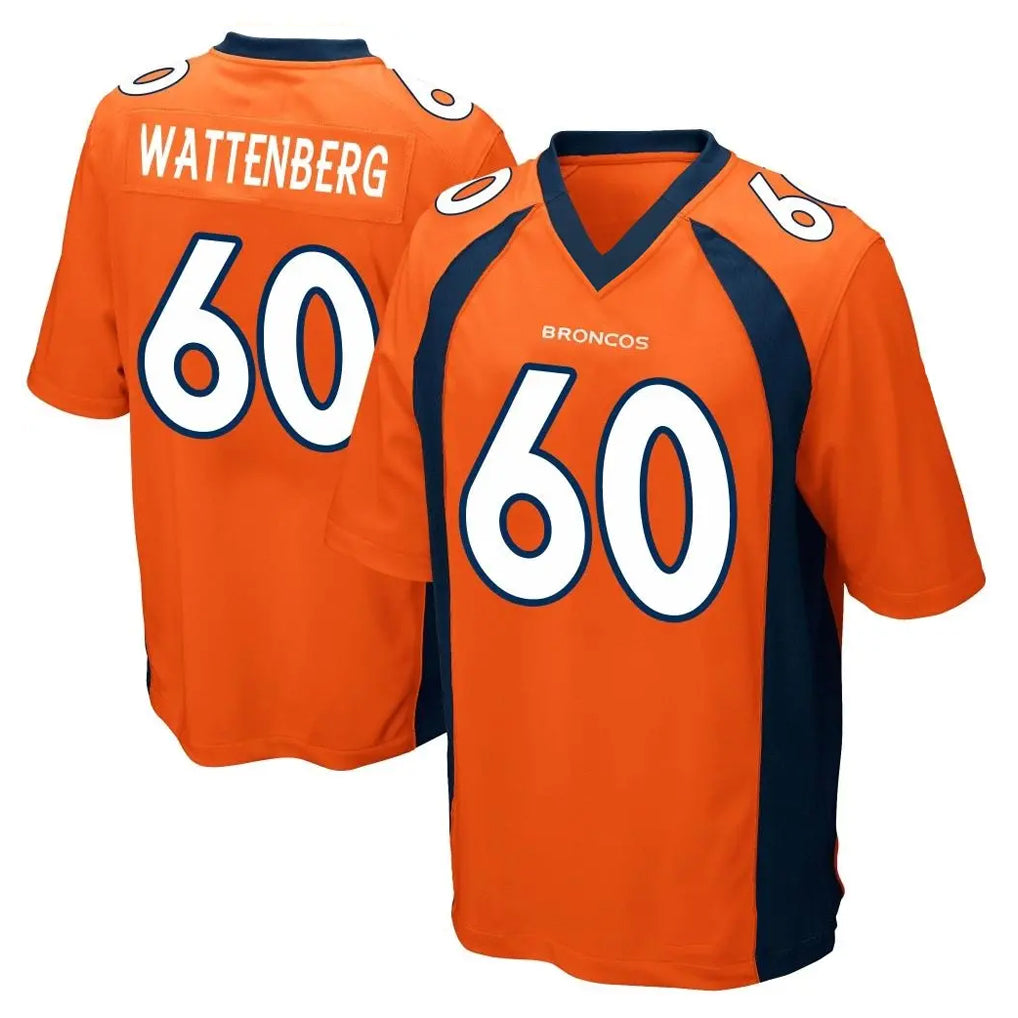 D.Broncos #60 Luke Wattenberg Player Orange Color Home Game Mdoa Stitched Jerseys