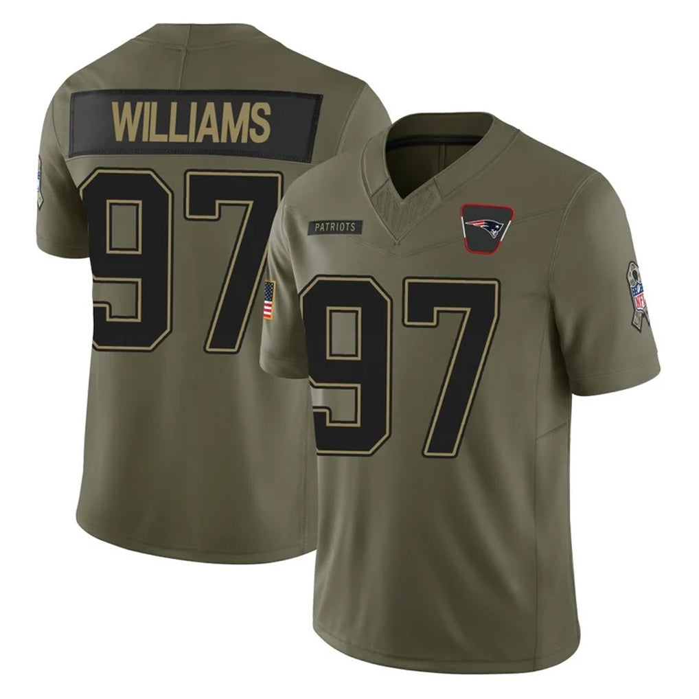 NE.Patriots #97 Milton Williams Player Olive 2025 Salute To Service Limited Mdoa Stitched Jerseys