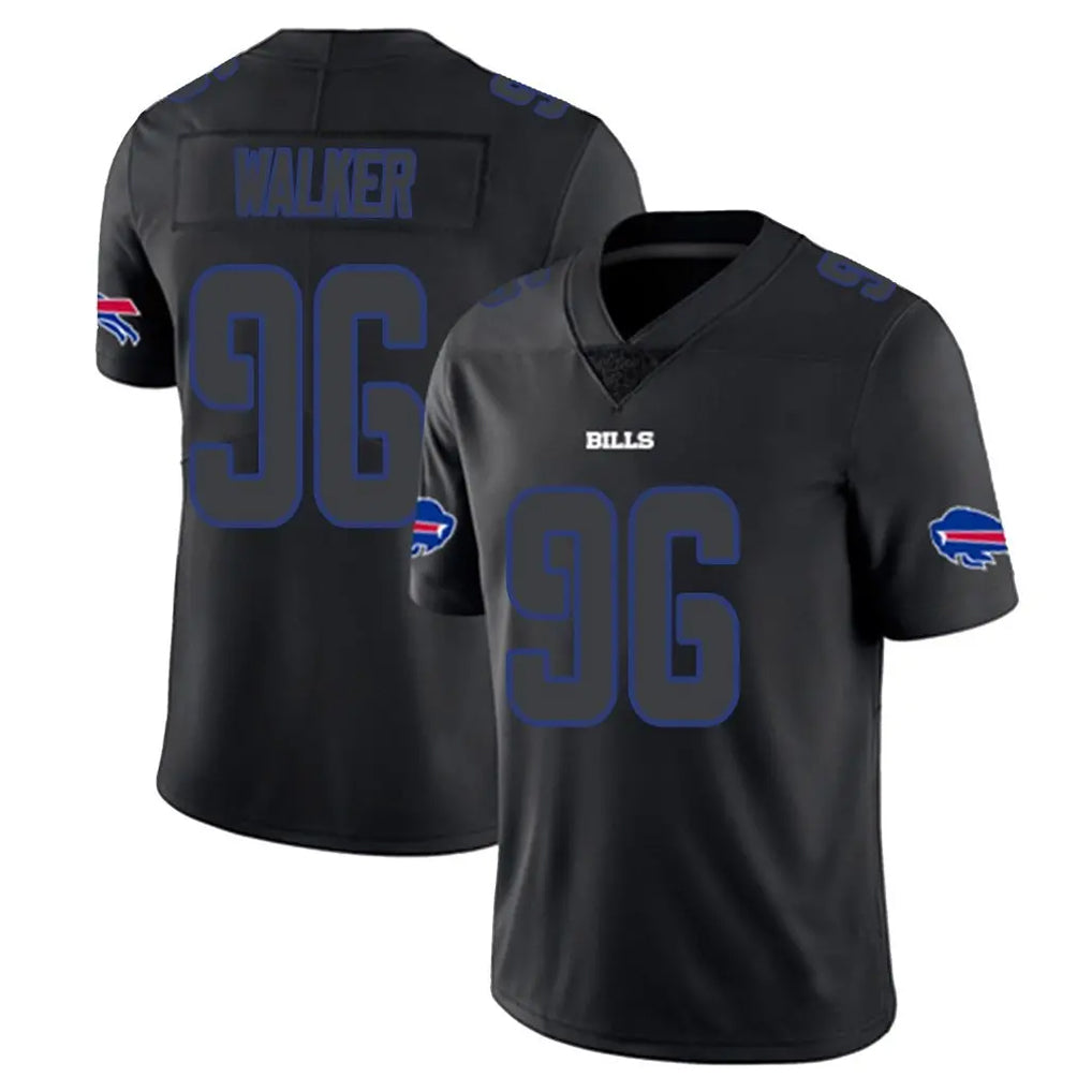 B.Bills #96 Deone Walker Player Black Impact Limited Home Game Mdoa Stitched Jerseys