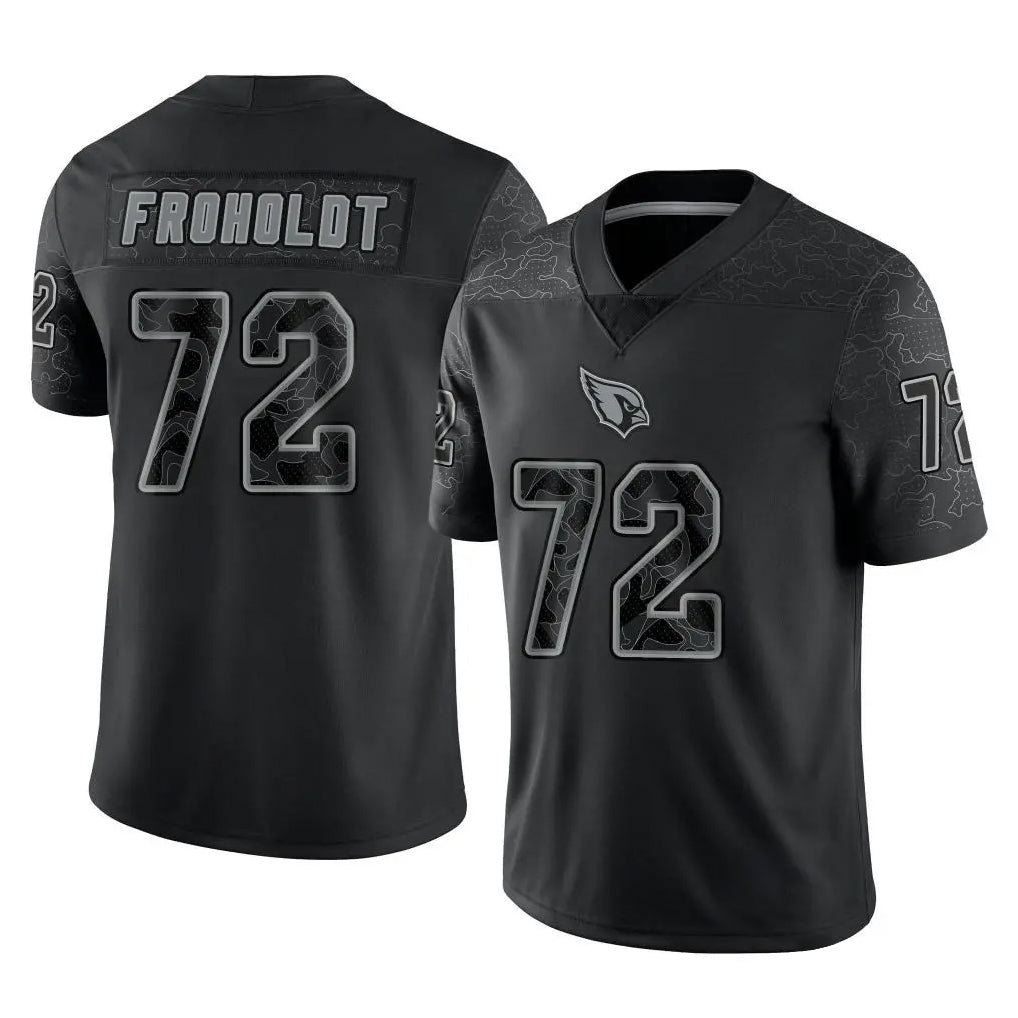 A.Cardinals #72 Hjalte Froholdt Player Black RFLCTV Limited Home Game Mdoa Stitched Jerseys