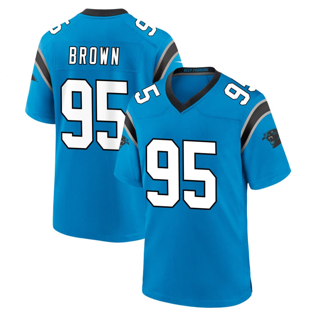 C.Panthers #95 Derrick Brown Player Blue Home Game Mdoa Stitched Jerseys