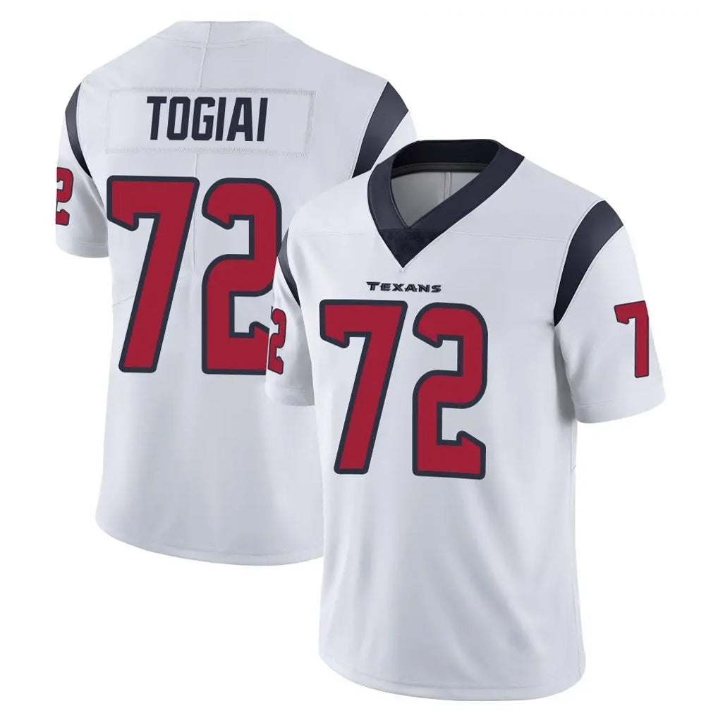 H.Texans #72 Tommy Togiai Player White Limited Vapor Untouchable Home Game Mdoa Stitched Jerseys
