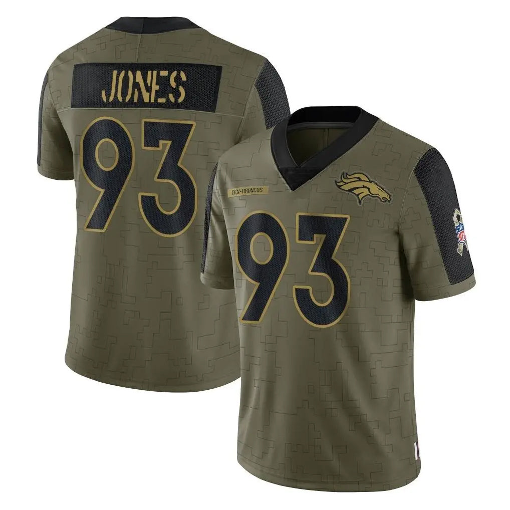 D.Broncos #93 D.J. Jones Player Olive Salute To Service Limited Game Mdoa Stitched Jerseys
