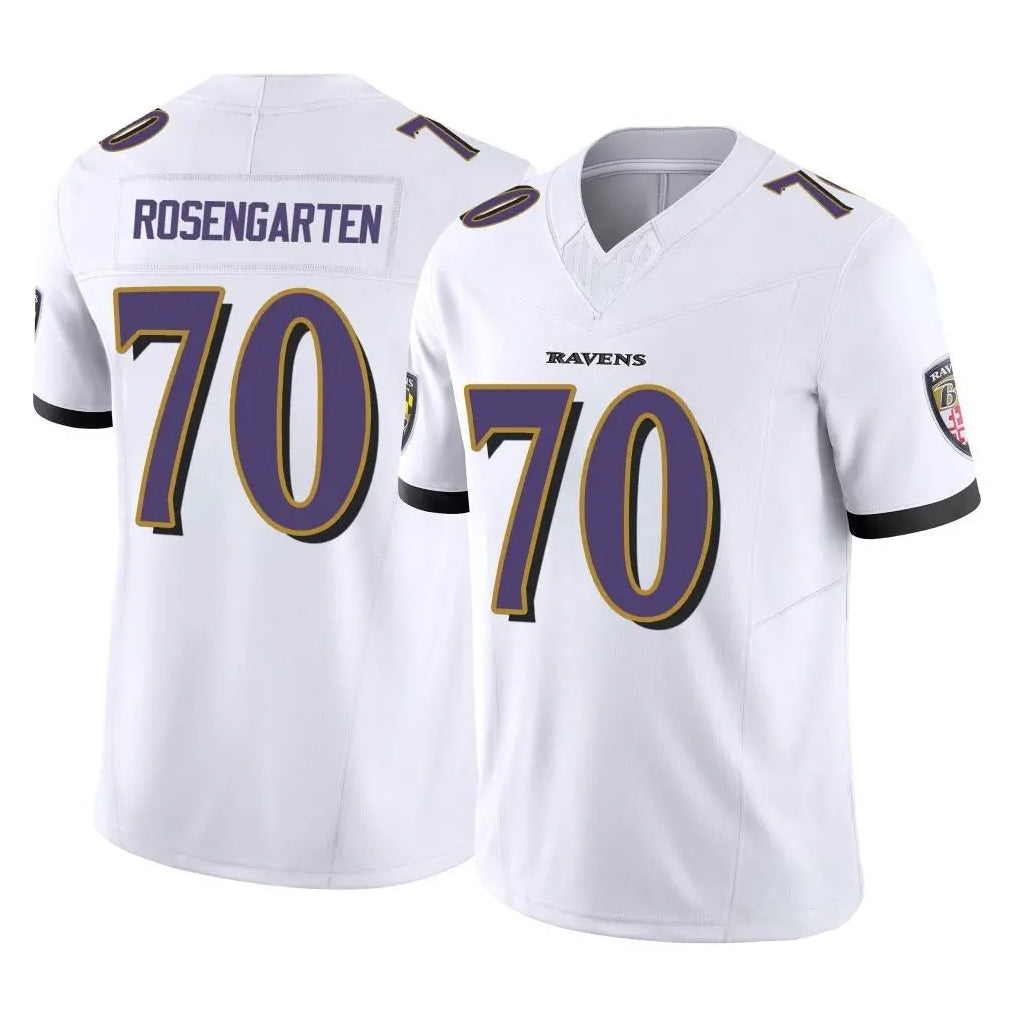 B.Ravens #70 Roger Rosengarten Player White Vapor F.U.S.E. Limited Home Game Mdoa Stitched Jerseys
