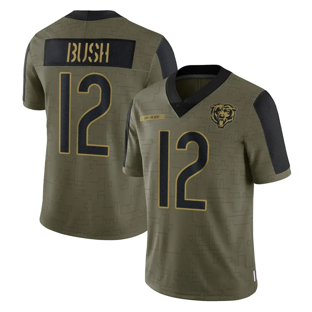 C.Bears #12 Devin Bush Player Olive Salute to Service Limited Mdoa Stitched Jerseys