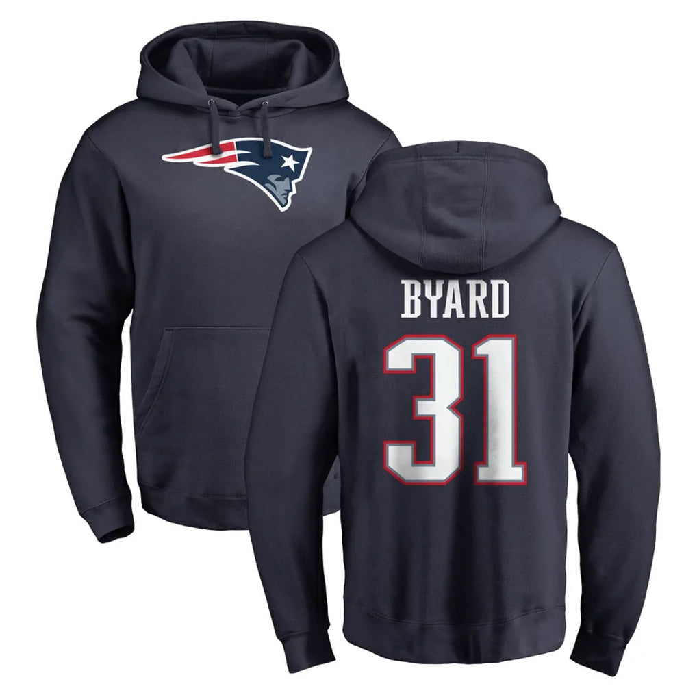 NE.Patriots #31 Kevin Byard Player Navy LOGO Pullover Hoodies Home Game Mdoa Stitched Jerseys