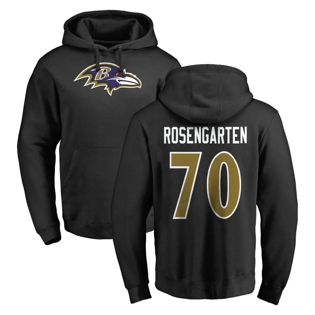 B.Ravens #70 Roger Rosengarten Player Black Pullover Hoodie Mdoa Stitched Jerseys