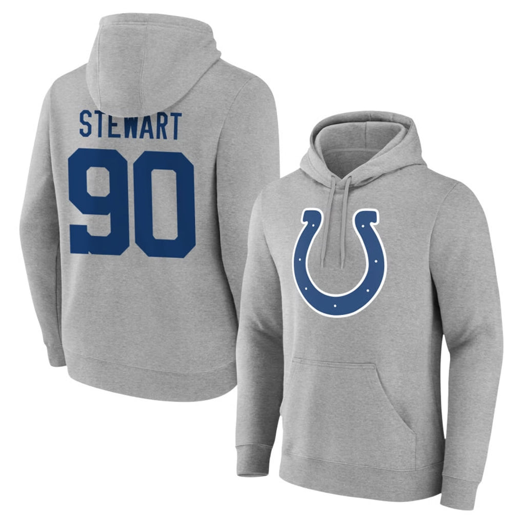 IN.Colts #90 Grover Stewart Player Gray Pullover Hoodies Limited Game Mdoa Stitched Jerseys