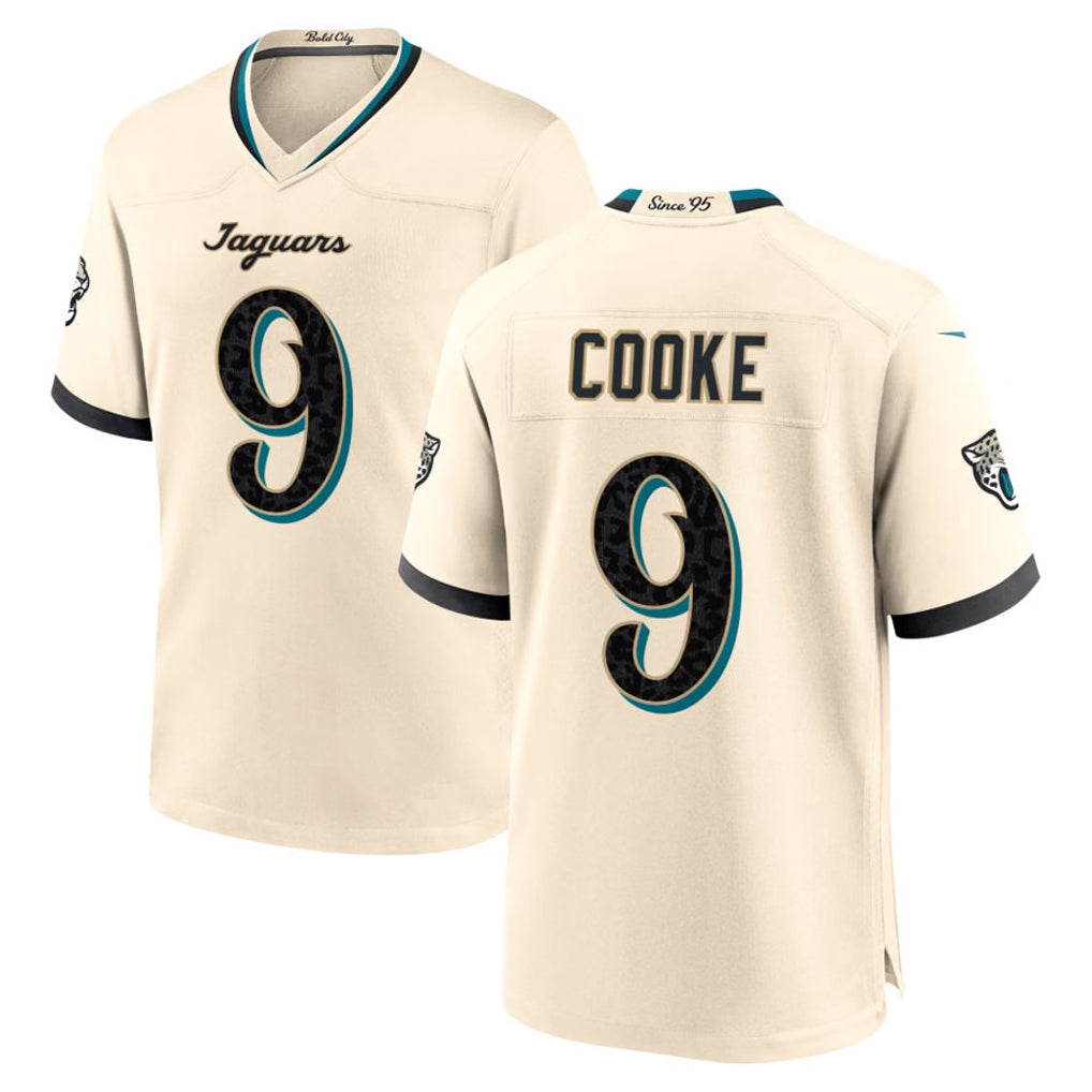 J.Jaguars #9 Logan Cooke Player Natural 2026 Rivalries Collection Game Mdoa Stitched Jerseys