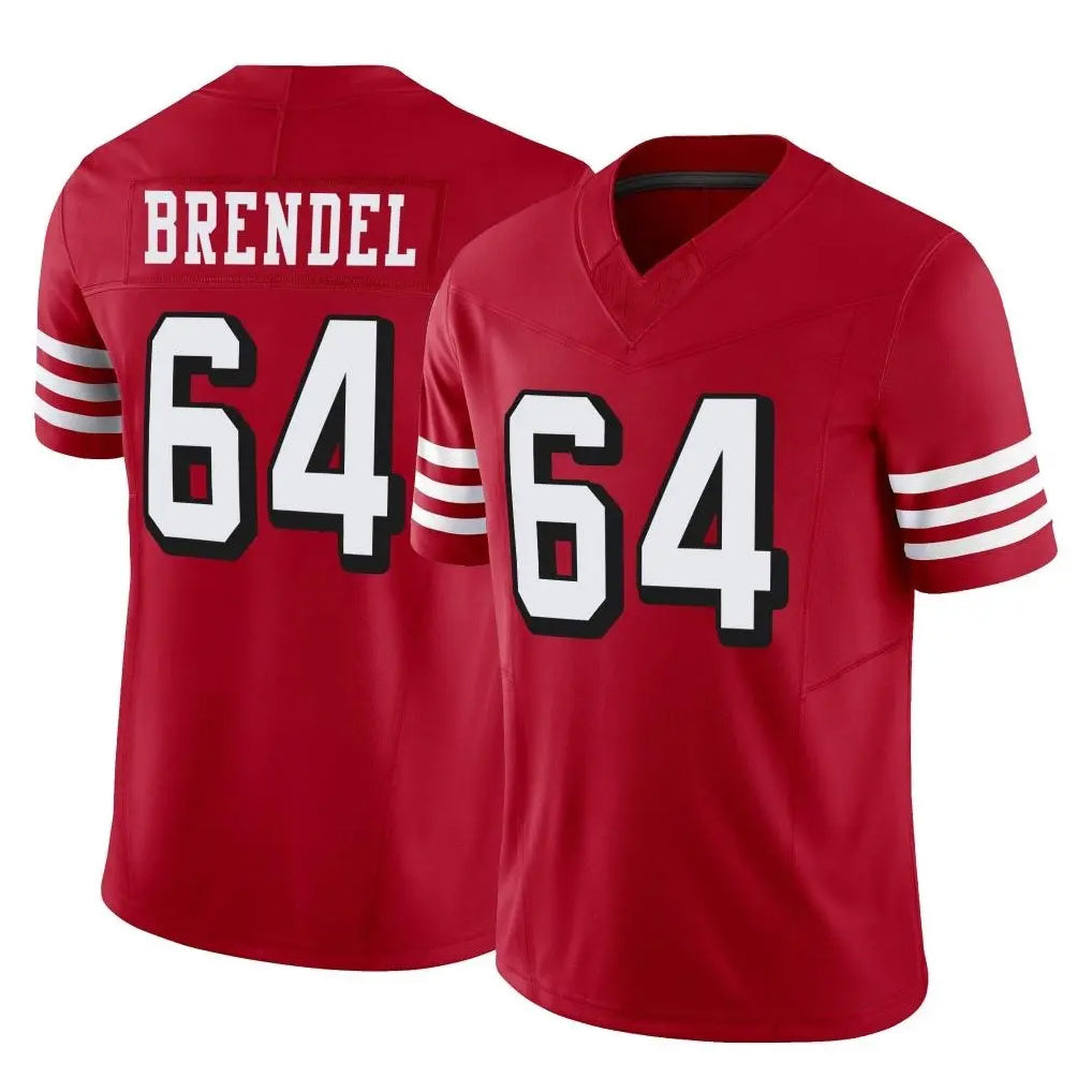 SF.49ers #64 Jake Brendel Player Red Limited Alternate Vapor F.U.S.E. Home Game Mdoa Stitched Jerseys