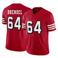 SF.49ers #64 Jake Brendel Player Red Limited Alternate Vapor F.U.S.E. Home Game Mdoa Stitched Jerseys