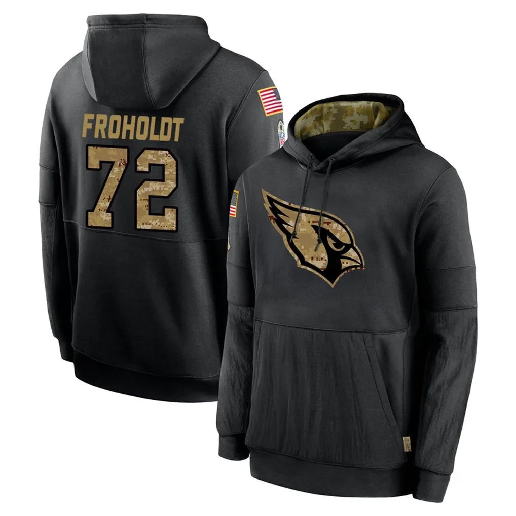 A.Cardinals #72 Hjalte Froholdt Player Black Salute to Service Sideline Performance Pullover Hoodies Home Game Mdoa Stitched Jerseys