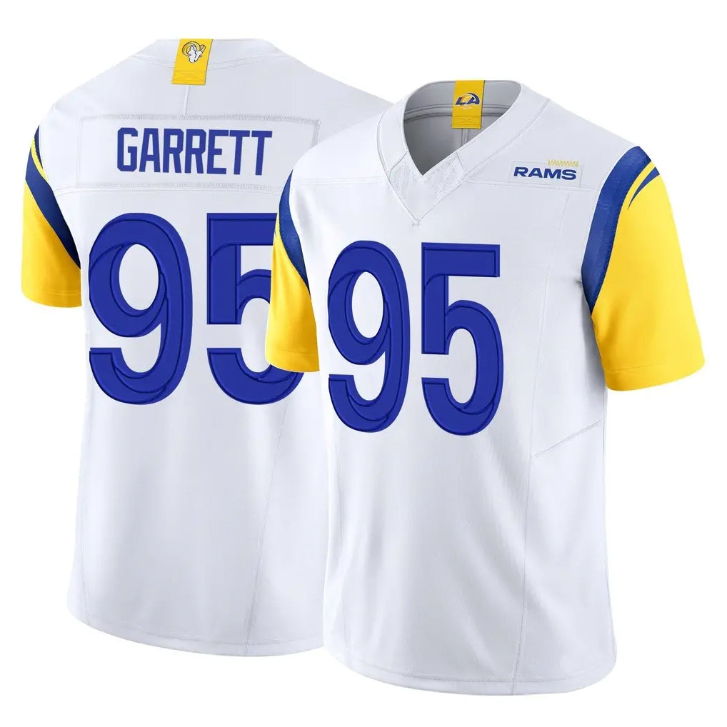LA.Rams #95 Myles Garrett Player White Limited Vapor F.U.S.E. Home Game Mdoa Stitched Jerseys
